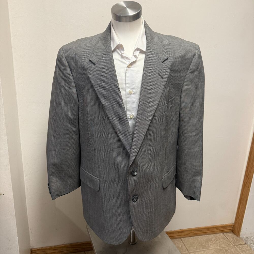 Christian Dior Monsieur Sport Coat Men 44 Blk Wht Blazer Houndstooth Tweed USA *